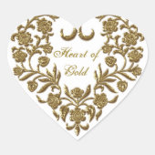 Goldener Glitzer Blühe Valentins Heart Sticker (Vorderseite)