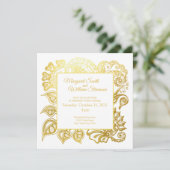 Goldener Glitzer Blumenzauber Einladung (Stehend Vorderseite)