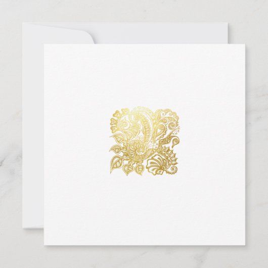 Goldener Glitzer Blumenzauber Einladung (Rückseite)