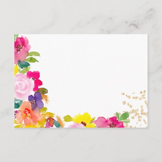 Goldener Glitzer Böhmisches Blumenzitat Begleitkarte (Rückseite)