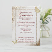 Goldener Glitzer Butte Quinceanera Einladung zum G (Stehend Vorderseite)