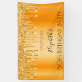 Goldener Glitzer der Geburtstagspartei - Glanzname Banner (Vertikal)