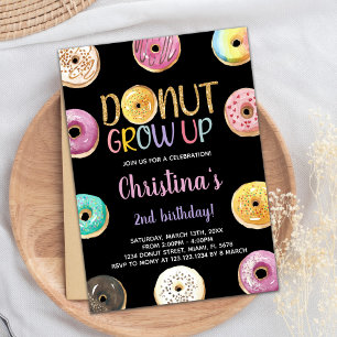 Goldener Glitzer Donut Geburtstag Einladungen