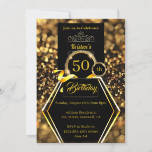 Goldener Glitzer - Einladung zum 50.