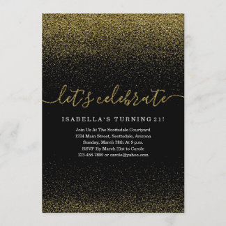 Goldener Glitzer - Einladung zum Geburtstag