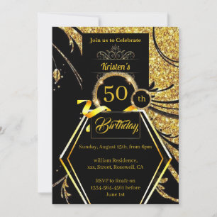 Goldener Glitzer - Einladung zum Geburtstag