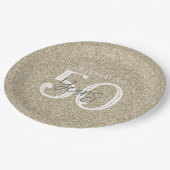 Goldener Glitzer Elegant 50 Jahre Goldenes Jubiläu Pappteller (Schrägansicht)