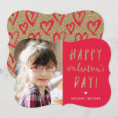 Goldener Glitzer Foto Feiertagskarte (Vorne/Hinten)