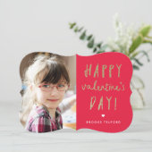 Goldener Glitzer Foto Feiertagskarte (Stehend Vorderseite)