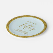 Goldener Glitzer Fünfzigjähriger Hallo 50 Party Pappteller (Schrägansicht)