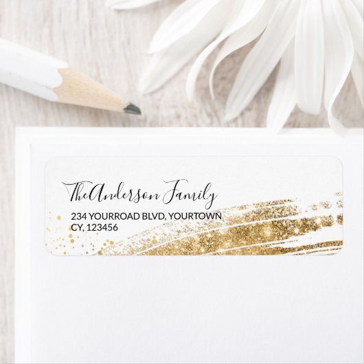 Goldener Glitzer Funke Weihnachts-Rücksendeadresse (Insitu)