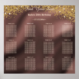 Goldener Glitzer Geburtstag Alphabetischer Sitzpla Poster