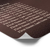 Goldener Glitzer Geburtstag Alphabetischer Sitzpla Poster (Ecke)