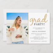 Goldener Glitzer Geometric Foto Abschluss Einladun Einladung (Vorderseite)