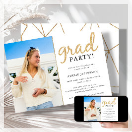 Goldener Glitzer Geometric Foto Abschluss Einladun Einladung