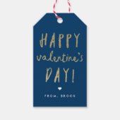 Goldener Glitzer Glücklicher Valentinstag Geschenkanhänger (Vorderseite)