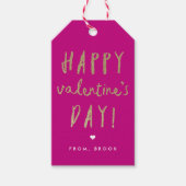 Goldener Glitzer Glücklicher Valentinstag Geschenkanhänger (Vorderseite)