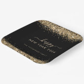 Goldener Glitzer - Glückliches neues Jahr 2026 Sch Pappteller (Gewinkelt)