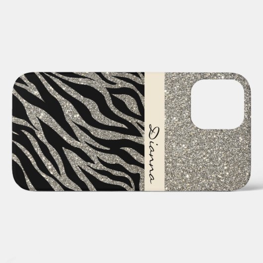 Goldener Glitzer Gold Zebra Tierisches Druckmuster Case-Mate iPhone Hülle (Rückseite (Horizontal))