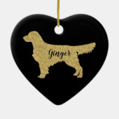 Goldener Glitzer Golden Retriever Weihnachtsschmuc Keramik Ornament (Hinten)