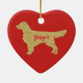 Goldener Glitzer Golden Retriever Weihnachtsschmuc Keramik Ornament (Hinten)