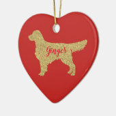 Goldener Glitzer Golden Retriever Weihnachtsschmuc Keramik Ornament (Links)