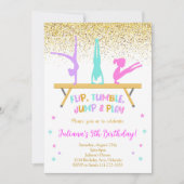 Goldener Glitzer Gymnastik Kindergeburtstag Einlad Einladung (Vorderseite)