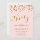 Goldener Glitzer Hallo 30 30 Geburtstag Einladung (Vorderseite)