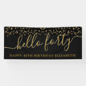 Goldener Glitzer Hallo 40. Geburtstag Party Banner (Horizontal)