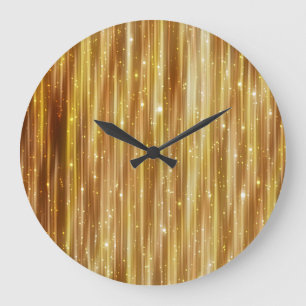 Goldener Glitzer: Heller Abstrakter Hintergrund. Große Wanduhr