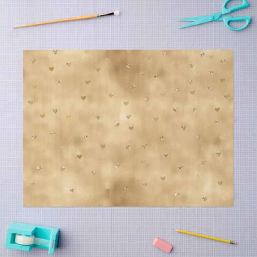 Goldener Glitzer - Herz Seidenpapier (Basteln)