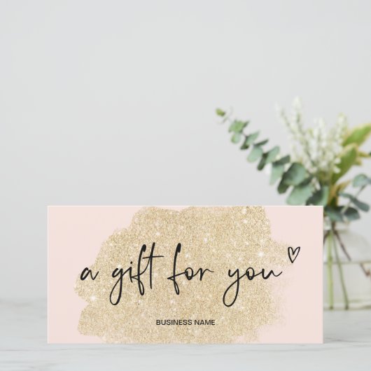 Goldener Glitzer Herzlogozeichen Rosa Geschenkguts (Stehend Vorderseite)