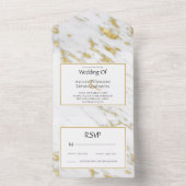 Goldener Glitzer Hochzeitsempfang aus weißem Marmo All In One Einladung (Innen Boden)