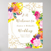 Goldener Glitzer Hochzeitsempfang Poster (Vorne)