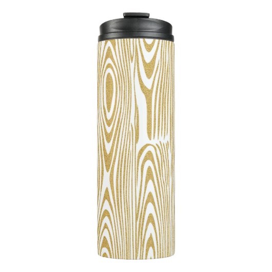 Goldener Glitzer Holzschnitzereien Weißer Hintergr Thermosbecher (Vorderseite)