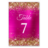 Goldener Glitzer Hot Pink Foil Tischnummer (Rückseite)