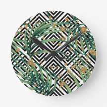 Goldener Glitzer in tropischer Schwarz-Weiß-Geomet