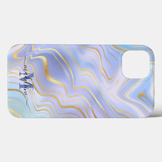 Goldener Glitzer Iridescent Marble Agate Case-Mate iPhone Hülle (Rückseite (Horizontal))