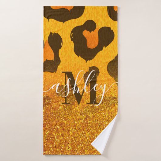 Goldener Glitzer Leopard Print Badehandtuch (Badehandtuch)