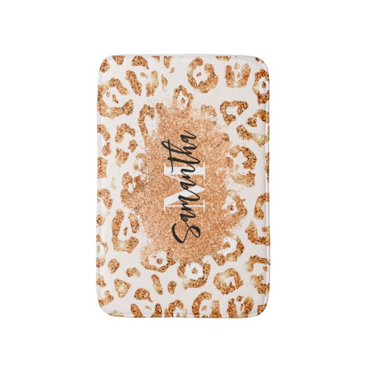 Goldener Glitzer Leopard Print Badematte (Vorderseite Vertikal)
