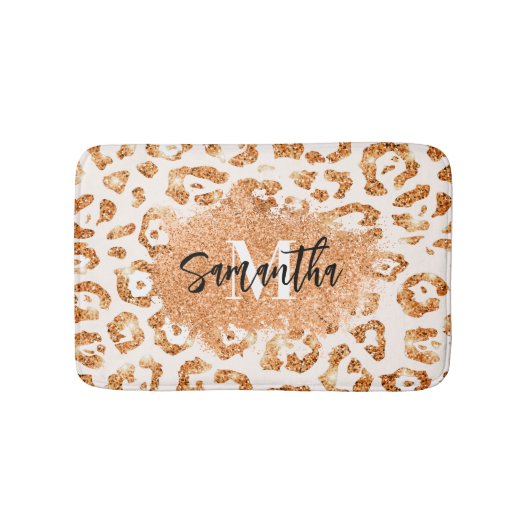 Goldener Glitzer Leopard Print Badematte (Vorderseite)