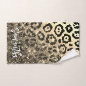 Goldener Glitzer Leopard Print Badhandtuch Set (Handtuch)