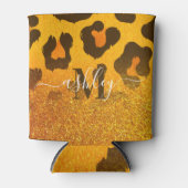 Goldener Glitzer Leopard Print Dosenkühler (Vorderseite)