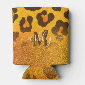 Goldener Glitzer Leopard Print Dosenkühler (Rückseite)