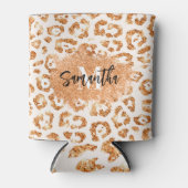 Goldener Glitzer Leopard Print Dosenkühler (Vorderseite)