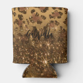 Goldener Glitzer Leopard Print Dosenkühler (Rückseite)