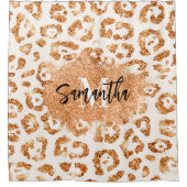 Goldener Glitzer Leopard Print Duschvorhang (Vorderseite)