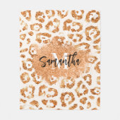 Goldener Glitzer Leopard Print Fleecedecke (Vorderseite)
