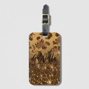 Goldener Glitzer Leopard Print Gepäckanhänger