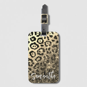 Goldener Glitzer Leopard Print Gepäckanhänger